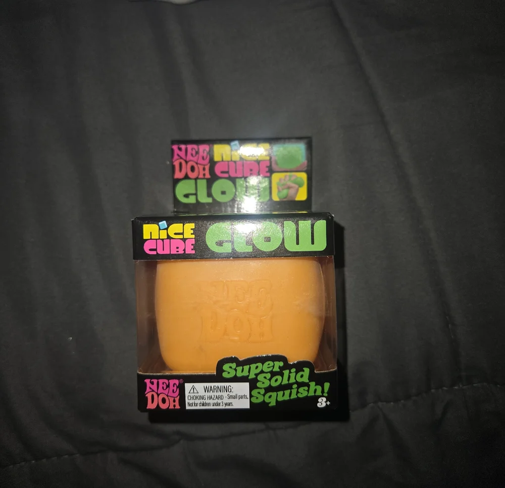 Nee Doh Glow Super Solid Squish! Orange Building Cube